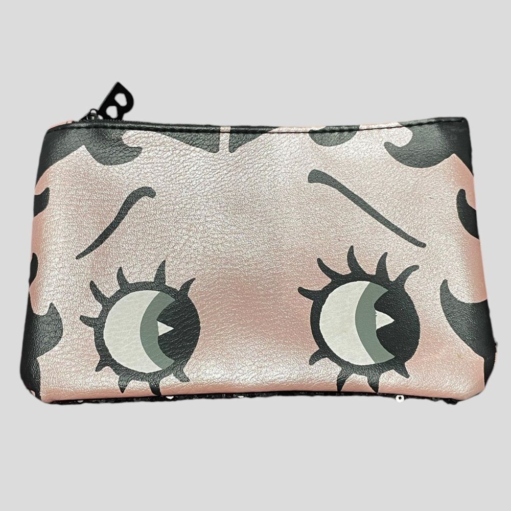 Betty Boop x ipsy Cosmetic Zippered Sequins Pouch Bag EUC